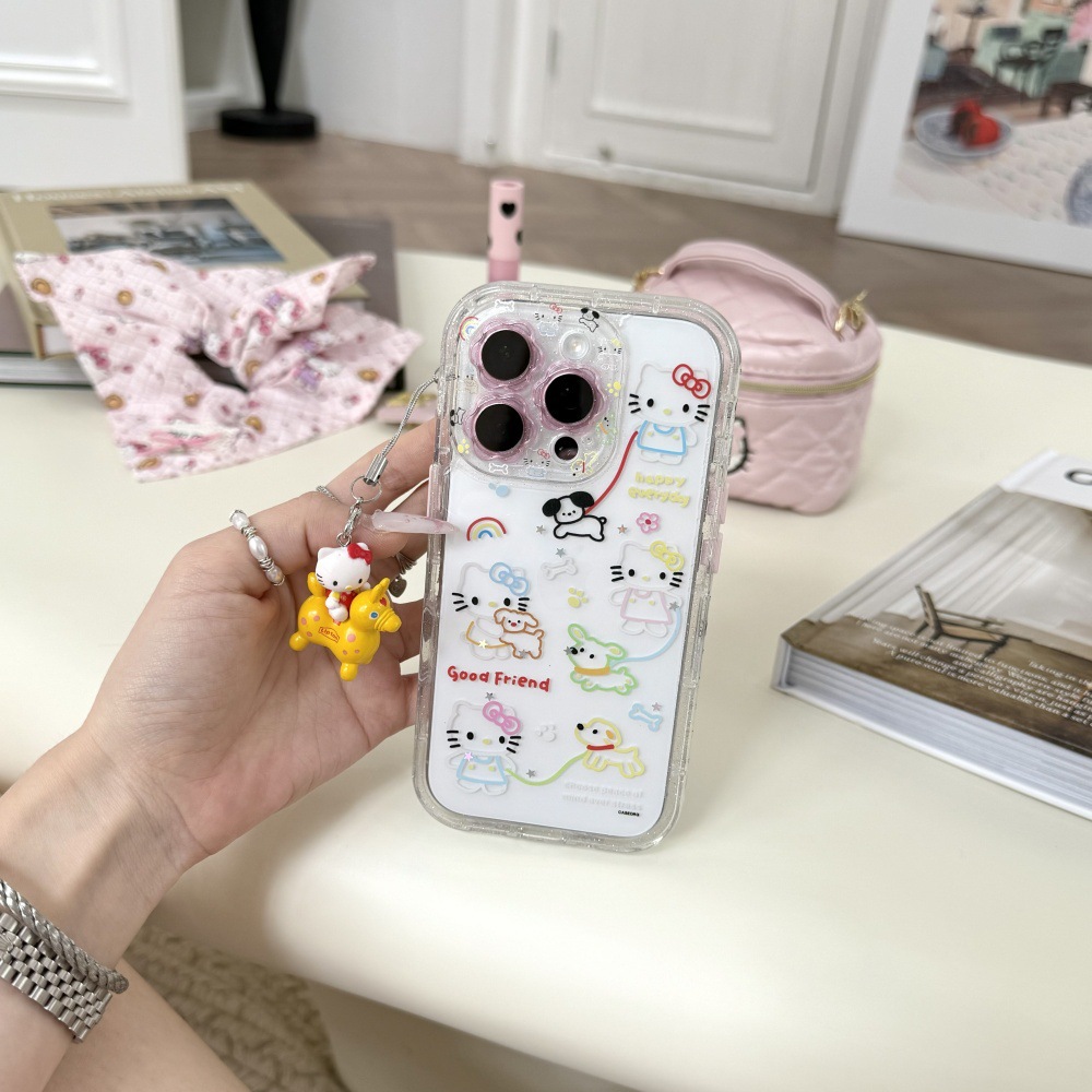 Linda línea divertida KT cat para Apple 16ProMax funda para teléfono móvil 15Pro nuevo 14/13 simple 15PM