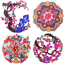 马年新年装饰彩色蔚县剪纸作品年画中国特色礼品手工窗花玻璃贴