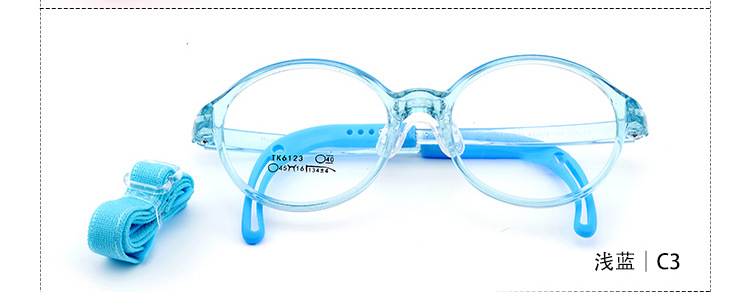 Moda lindo marco redondo antideslizante gancho pierna TR90 suave silicona puede ser equipado con miopía gafas marco 6123