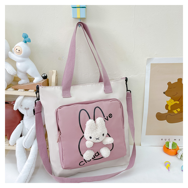 Kid's Large Spring&summer Canvas Animal Cute Square Zipper Tote Bag display picture 4