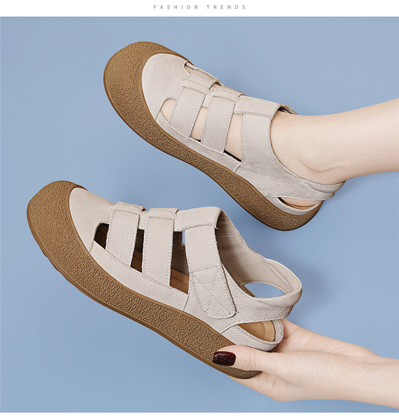Dép nữ Birkenstock da thật kiểu La Mã mũi kín đế bằng thoáng khí chất liệu nút chai — JST 7173 lạc đà, JST 7173m màu chi tiết 11