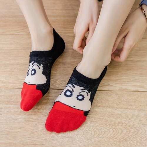 Summer thin silicone anti-fall socks Japanese cartoon women's boat socks Couple shallow socks invisible socks student socks