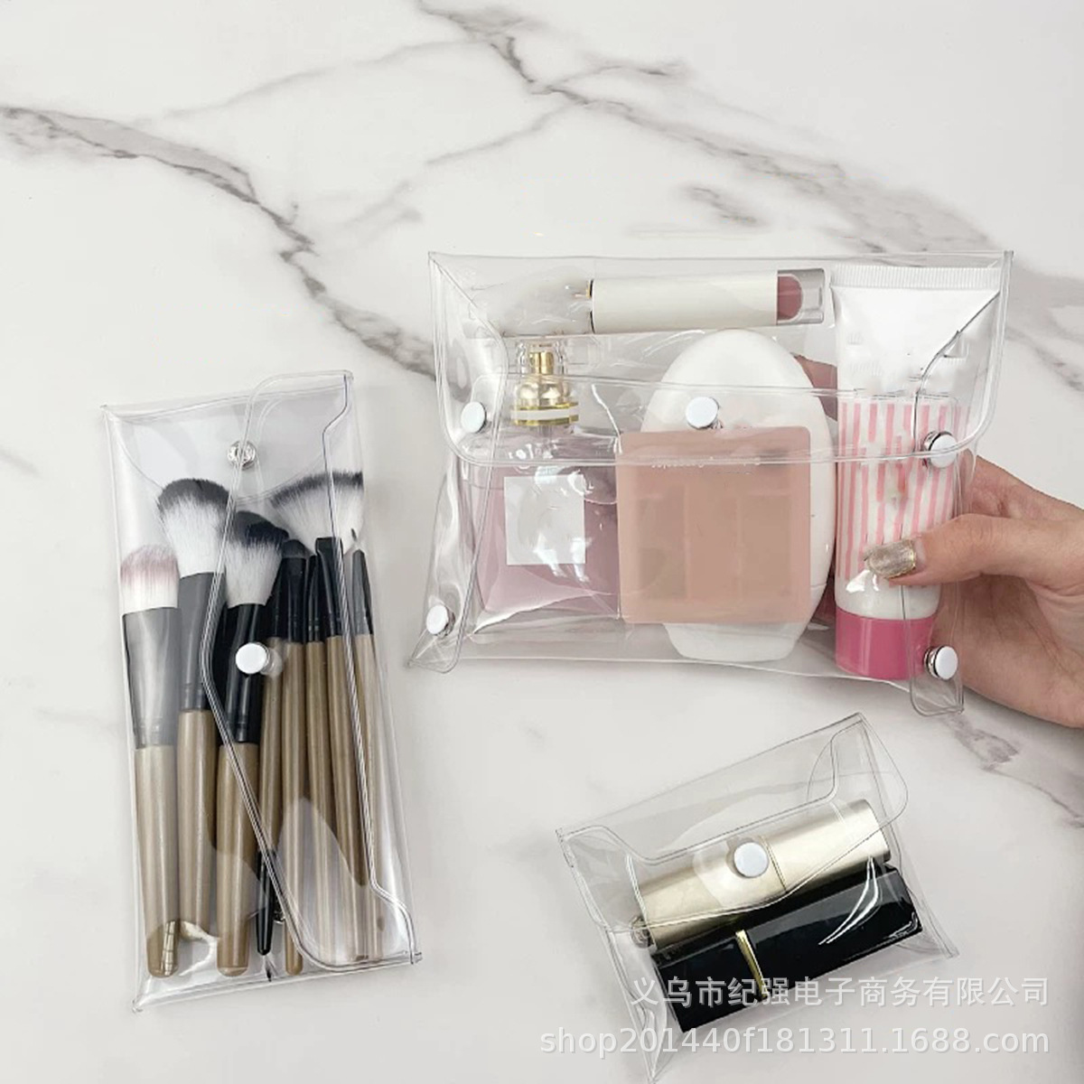 Casual Pvc Transparent Makeup Brush Cosmetics Bag, Portable Mini Travel Coin Purse, Jewelry Cosmetic Bag