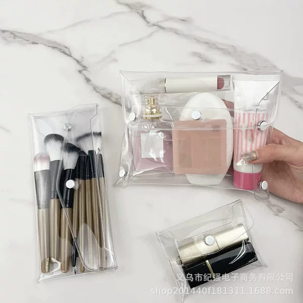 Casual Pvc Transparent Makeup Brush Cosmetics Bag, Portable Mini Travel Coin Purse, Jewelry Cosmetic Bag