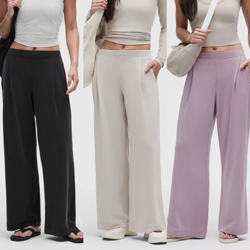 lulu Softstreme HR Pintuck Women's Casual Soft Style High-Waisted Straight Wide-Leg Pants lulu Softstreme HR Pintuck Women's Casual Soft Style High-Waisted Straight Wide-Leg Pants