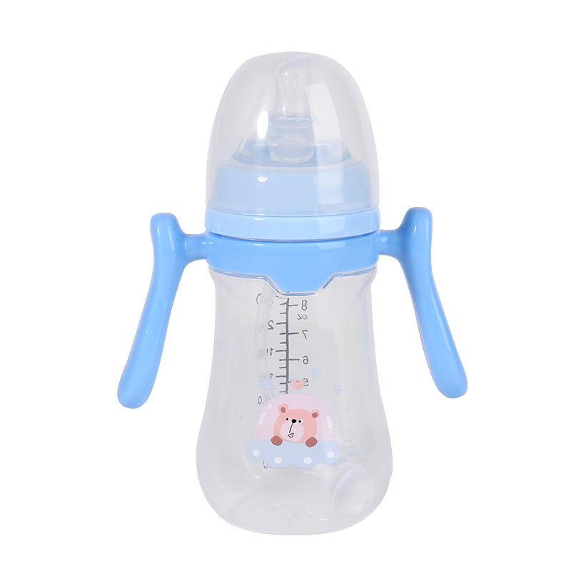 Bebés pequeños chupadores 180/240/280ml serie simple con mango PP biberón con pajita