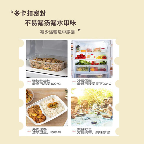 Packaging box disposable lunch box takeout rice box transparent plastic box food grade high temperature resistant thick round and rectangular