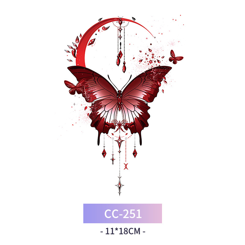 Transfronterizo en stock al por mayor de halloween colorido mariposa tatuaje pegatinas simulación sangrienta cicatriz pegatinas divertidas pegatinas impermeables