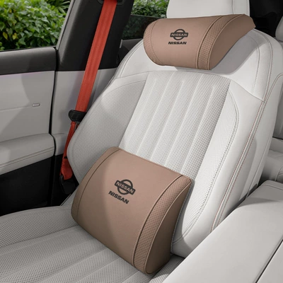 Headrest: Interior Decoration Supplies - small-k-velvet-chestnut-brown-nissan-headrest-lumbar-support-set