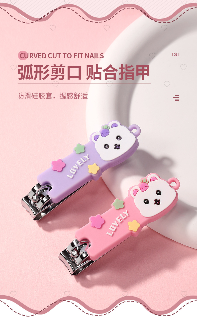 LMLTOP Cartoon Nail Trimming Set 2 pieces, stainless steel nail clippers, nail pliers, nail trimming file tools SY563 Application Scenario