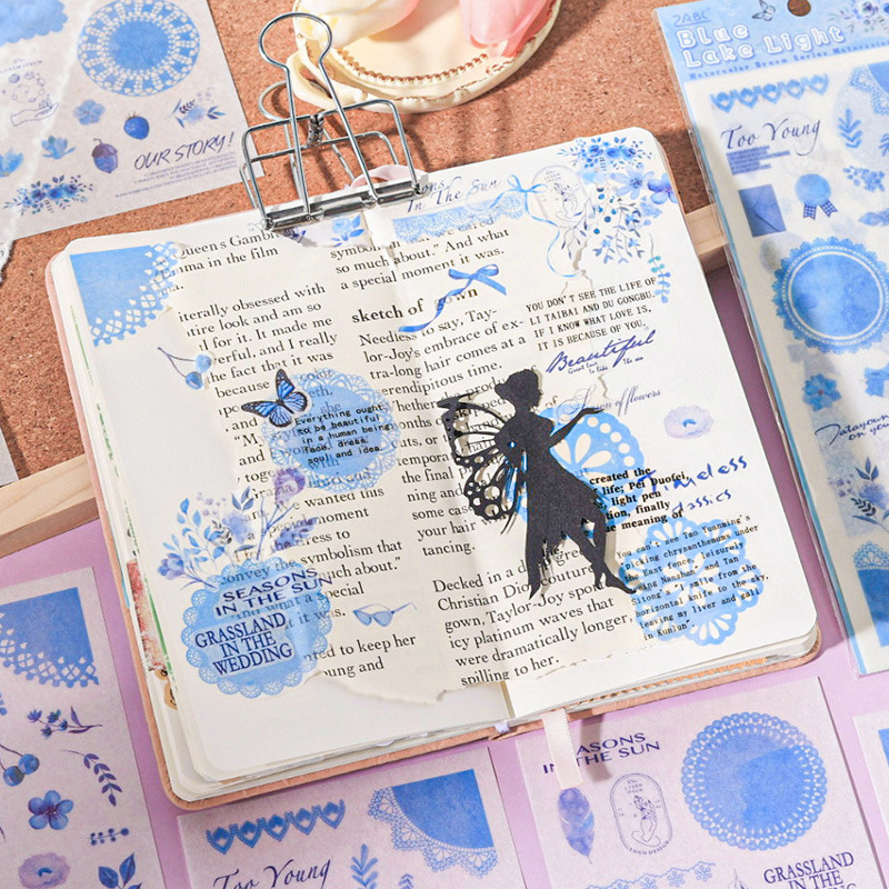Watercolor Dreamland y papel pegatinas Cuaderno diario Decoración pegatinas retro encaje sello pegatinas Ins viento y papel pegatinas