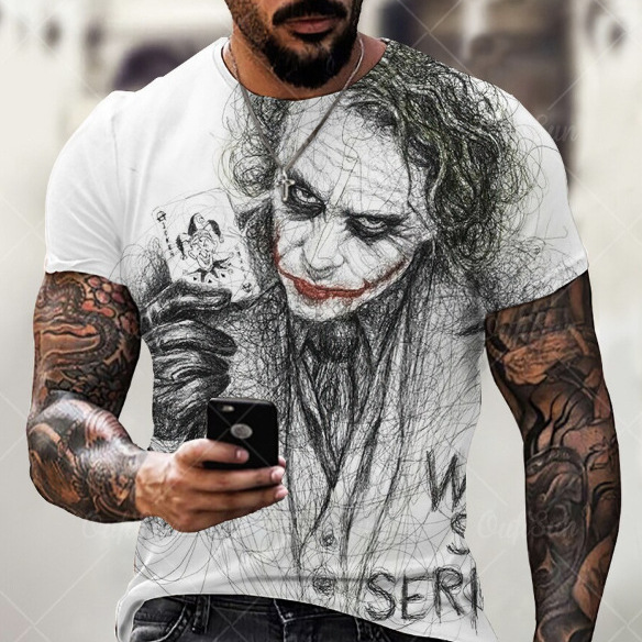 2024欧美夏装新款 厂家3D数码 个性印花时尚潮 流男生短袖T恤包邮