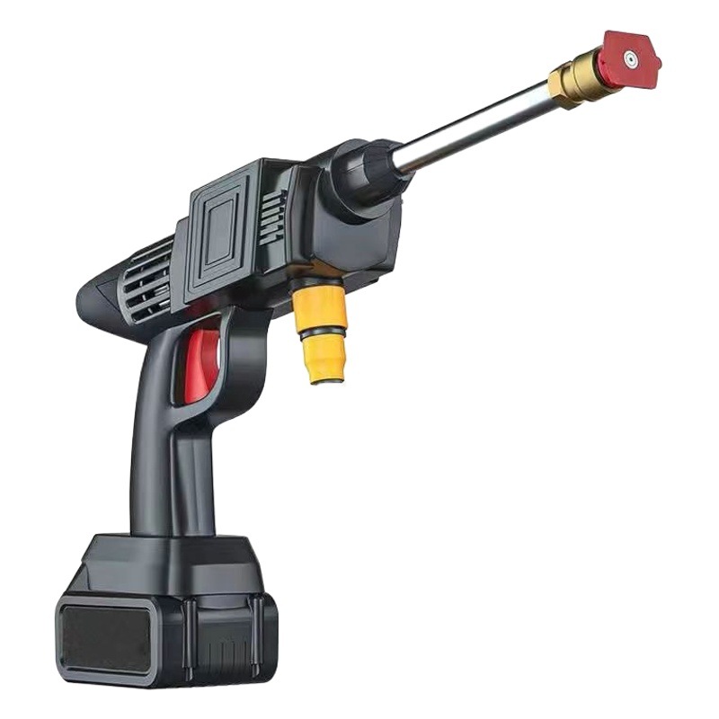 Pistola de agua para lavado de autos de alta presión, inalámbrica, recargable, para exteriores, máquina de lavado de autos doméstica, pequeña pistola de pulverización con batería de litio, herramienta con tubería de agua, venta al por mayor.