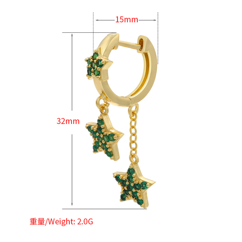 Wholesale New Style Micro Inlaid Star Pendant Long Copper Earrings Nihaojewelry display picture 1