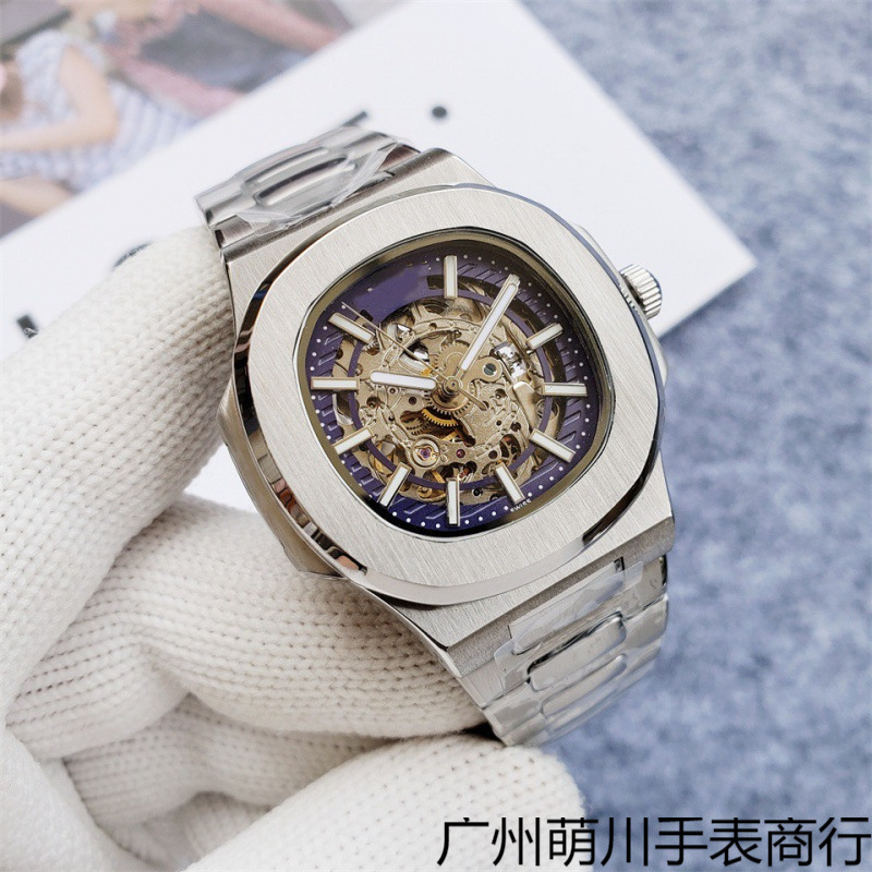 Double-Sided Hollow Waterproof Luminous Men's Watch Fully Automatic Mechanical Watch Stainless Steel Foreign Trade Watch