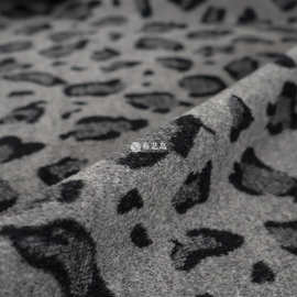 简约灰黑色豹纹单面顺毛羊毛毛呢羊绒布料大衣服装设计师面料B