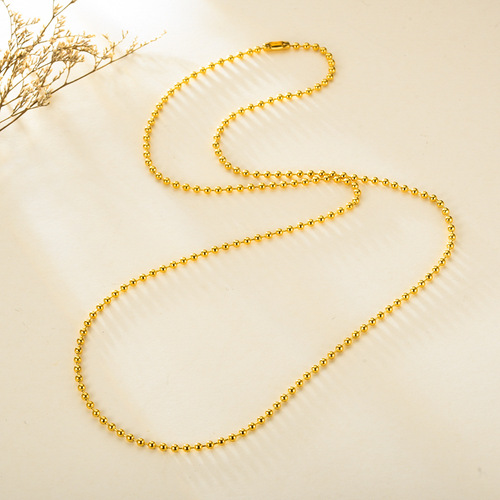 Factory Wholesale Stainless Steel Bead Chain Round Beads 304 Material Chain 2.4MM 60CM Accessory 18K Real Gold Plated