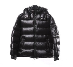 蒙2025秋冬新款M家连帽宽松白鸭绒拼色亮面夹克外套羽绒服面包服