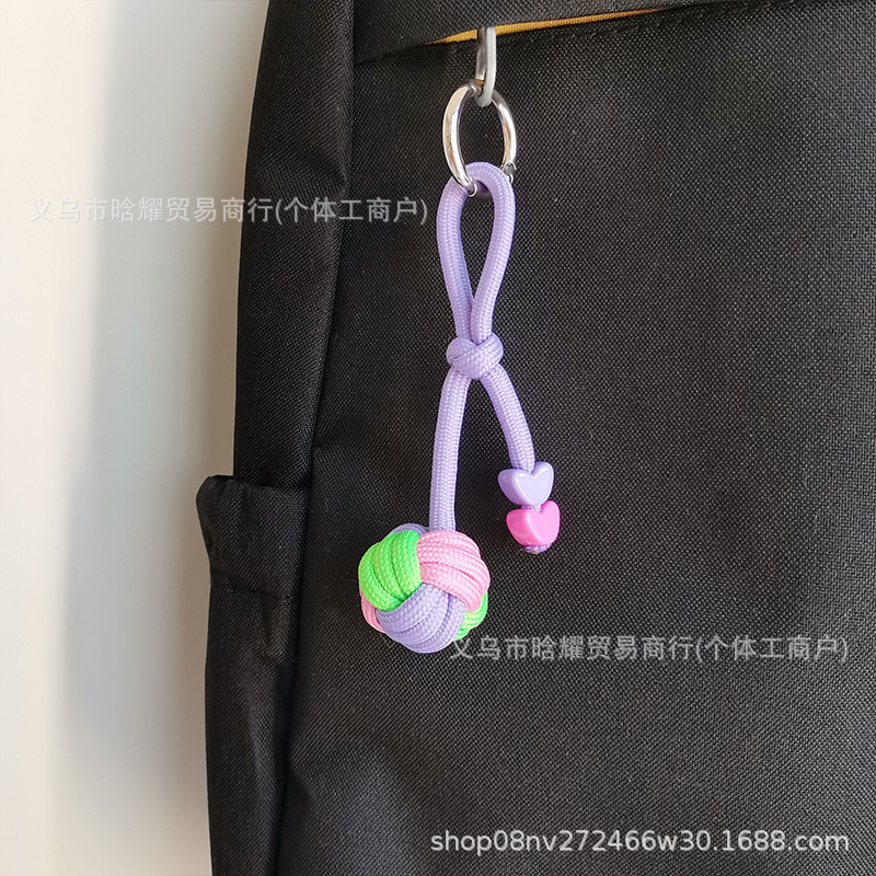 三色球包包挂件撞色手机壳钥匙扣车挂球形挂饰miu系挂绳箱包配饰|undefined