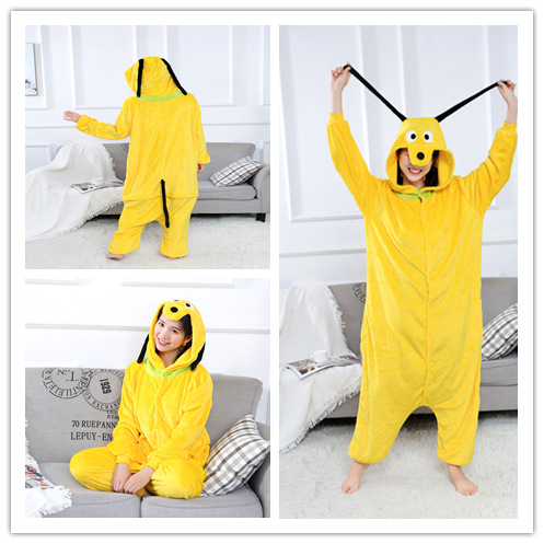 Otoño e invierno de dibujos animados de una sola pieza animal ropa de casa padre-hijo dinosaurio franela rendimiento ocio hogar entrega de una sola pieza al por mayor