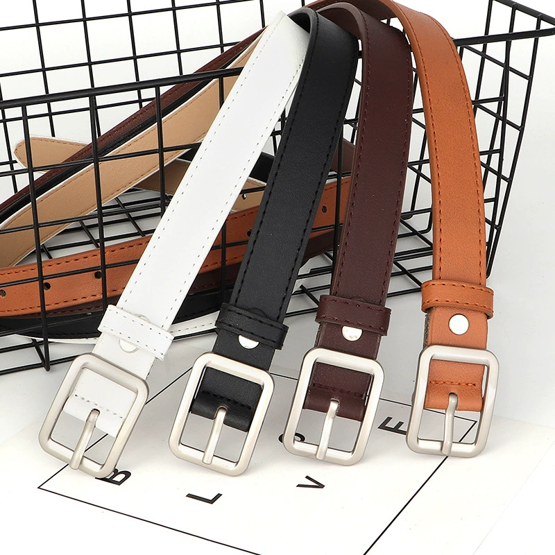 Женский ремень с квадратной пряжкой, простой и универсальный корейский шикарный студенческий модный модный персонализированный декоративный брючный ремень для женщин