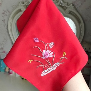 Ancient Costume Embroidered Performance Props Handkerchief Embroidered Silk Dance Handkerchief Ladies Student Gift Embroidered Words