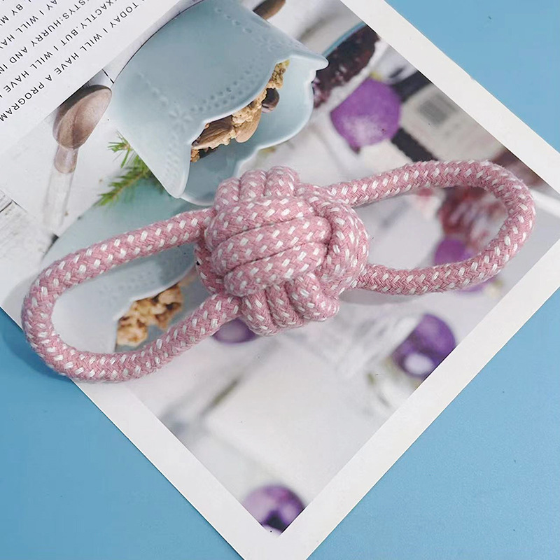 T pet cordón de algodón bola de juguete de doble oreja bola de trenzado bola de ocho perros bola de juguete de limpieza de dientes de molienda de dientes de entrenamiento de perros