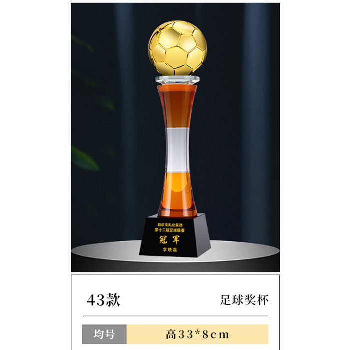 Fútbol Trofeo de cristal Creativo Tirador Deportivo Juegos Mundiales Torneo Medalla de resina Premios de equipo árbitro