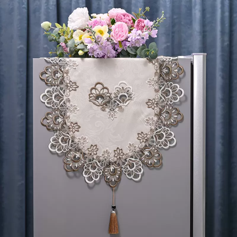 2021新款遮冰箱布蕾丝双开门盖巾单开门防尘罩轻奢透气盖布防尘布