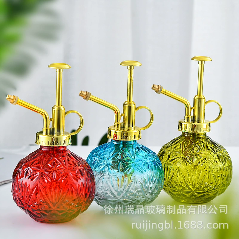 Ретро резная шаровая лейка, стеклянная лейка, сочная садовая маленькая лейка нажимного типа, бытовая лейка-пресс