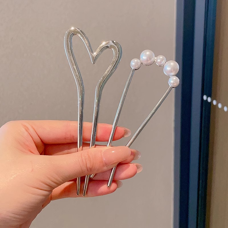 Horquilla de cabello en forma de U de perla de alta calidad horquilla de cabello en la parte posterior de la cabeza femenina horquilla de aleación tocado nuevo peine de horquilla chino