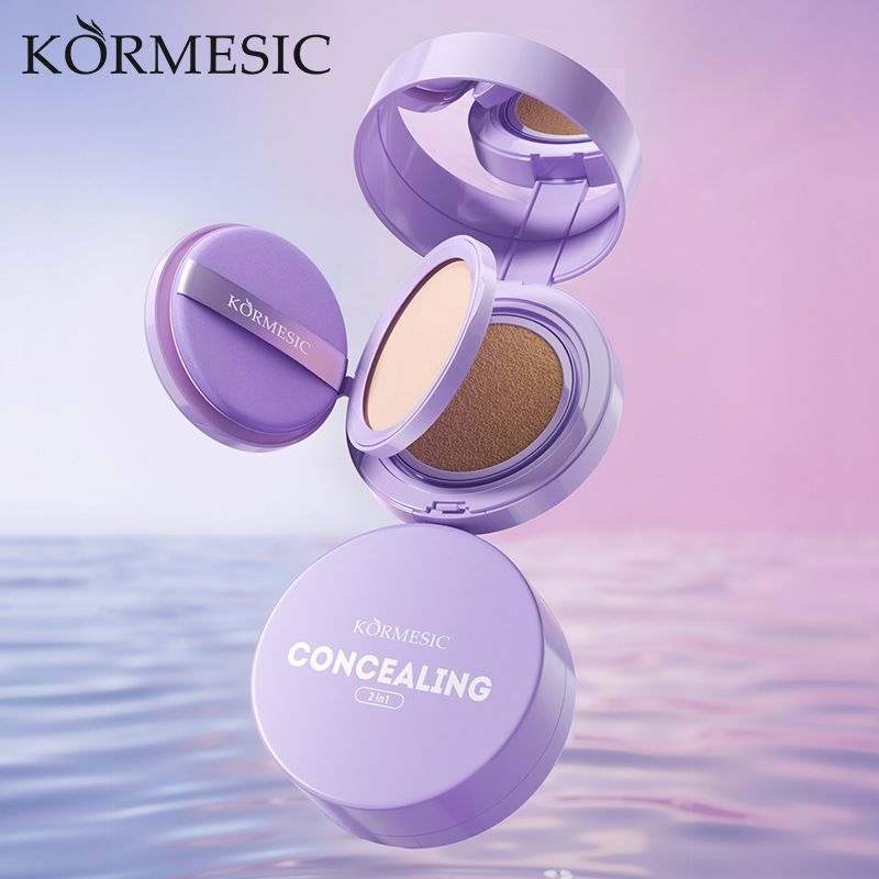 Kormesic Moisturizing Double-Effect Air Cushion Powder Combination Air Cushion Concealer Light and Thin Cross-Border Export Wholesale