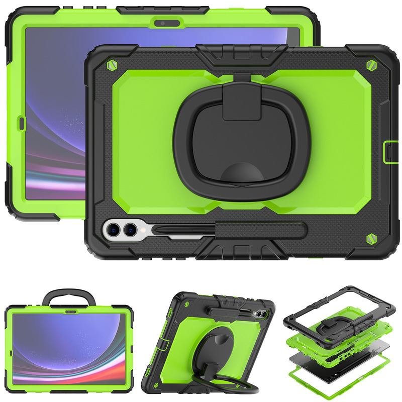Suitable for Samsung Tab S10Plus Portable Rotating Protective Case S7Fe Silicone Full-Cover S9+ Anti-Fall Case Cross-Border Suitable for Samsung Tab S10Plus Portable Rotating Protective Case S7Fe Silicone Full-Cover S9+ Anti-Fall Case Cross-Border