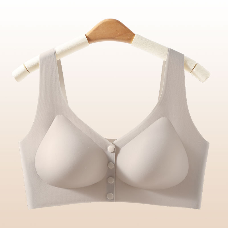 前开扣中老年文胸女士无痕舒适无钢圈聚拢收副乳防下垂妈妈内衣|undefined