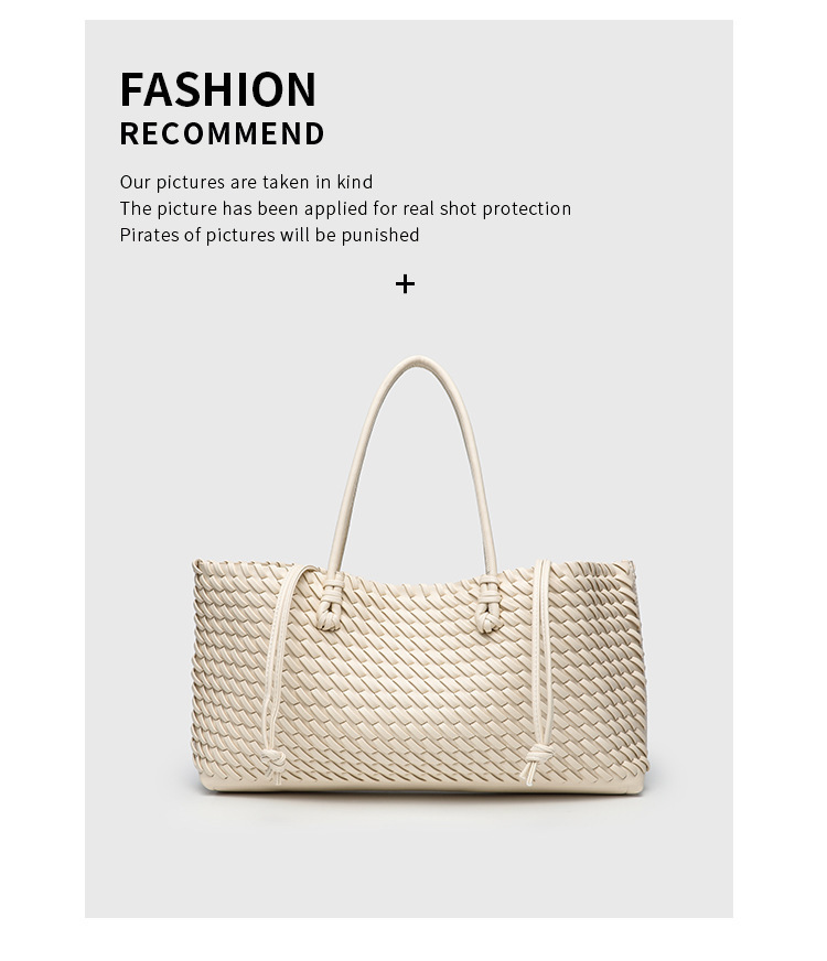 Woven Tote Bag Solid Colour Retro Casual Shoulder Crossbody Bag_voghion.com