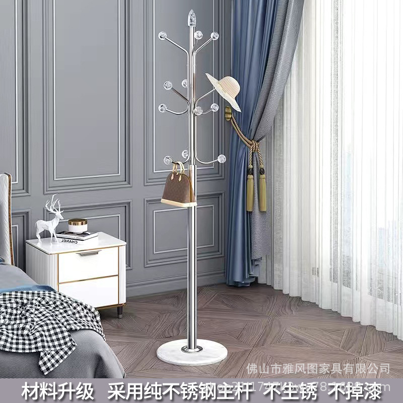 Marble Metal Coat Rack Hanger Floor-Standing Bedroom Stainless Steel Light Luxury Internet Famous Clothes Hanger Home Storage Rack