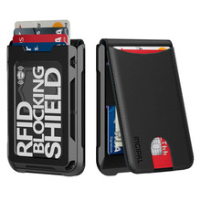 跨境热销RFID男士真皮卡包金属防磁自动弹卡钱夹信用卡名片盒钱包