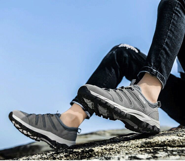 Giày thể thao nam cổ thấp đế dày lưới phối da, gót 3–5 cm, thoáng khí nhẹ êm — kaki, xám, đen chi tiết 11