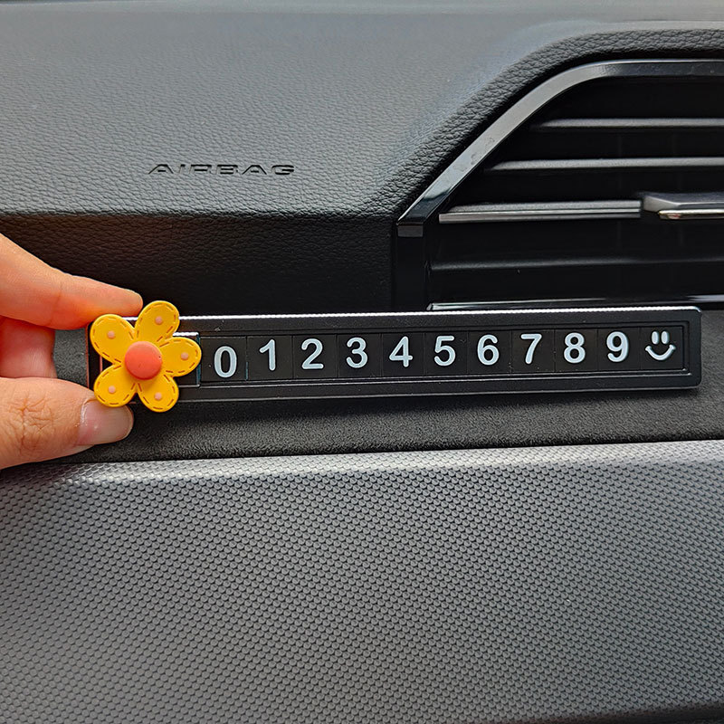 노란 점 꽃-검은 합금 슬라이딩 주차 카드