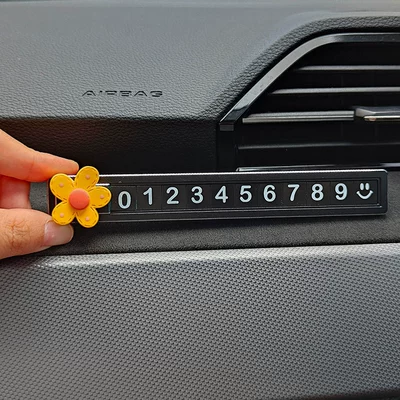 Other Automotive Interior Supplies – plate car decoration supplies - yellow-dot-flower-black-alloy-sliding-parking-card