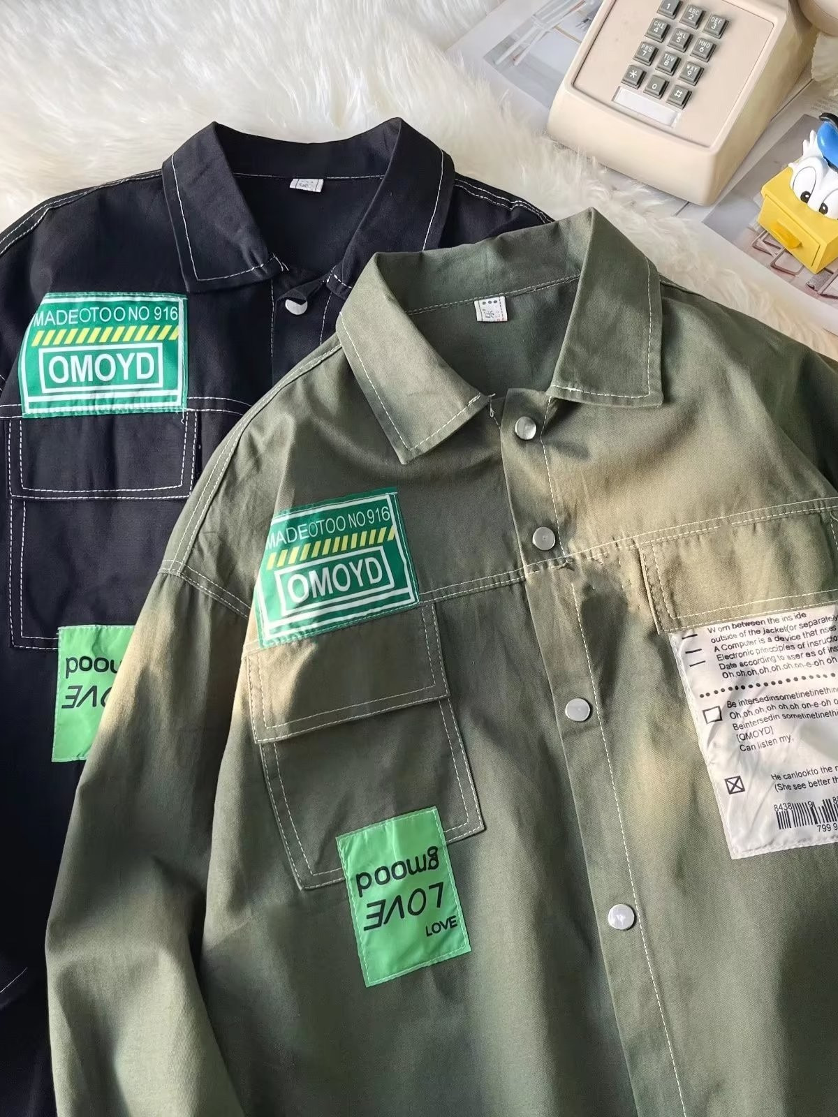 Camisa de manga larga, chaqueta de herramientas para hombres, tendencia de primavera y otoño, camisa casual suelta, ropa de otoño para hombres, estilo de Hong Kong casual