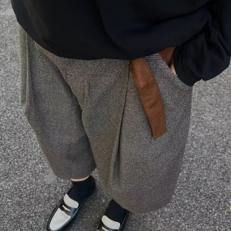 1Oo Wool Bloomers "Velvet-Lined Cropped Pants" Women's Shorts Autumn and Winter Design Mid-Length Pants [Directly Shipped by the Manufacturer]