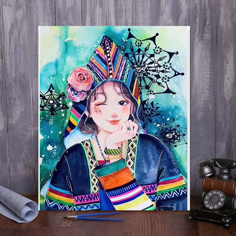 DIY Digital Oil Painting Decorative Painting Cross-Border Southeast Asia Shopee Indonesian Philippines Aliexpress Ethnic Style Series