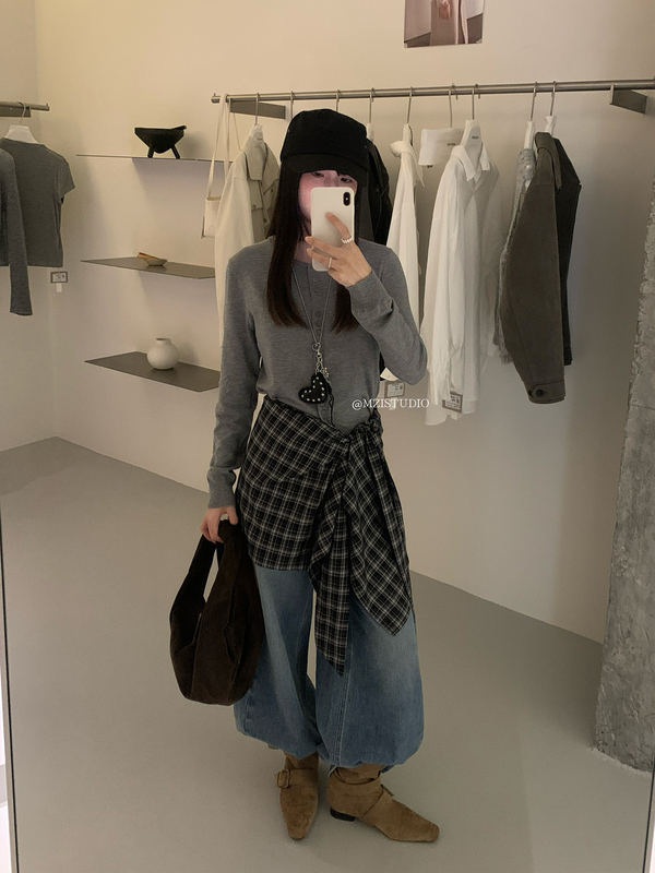 MZI STUDIO-2025秋季新款韩系简约百搭显瘦排扣圆领针织开衫女|undefined