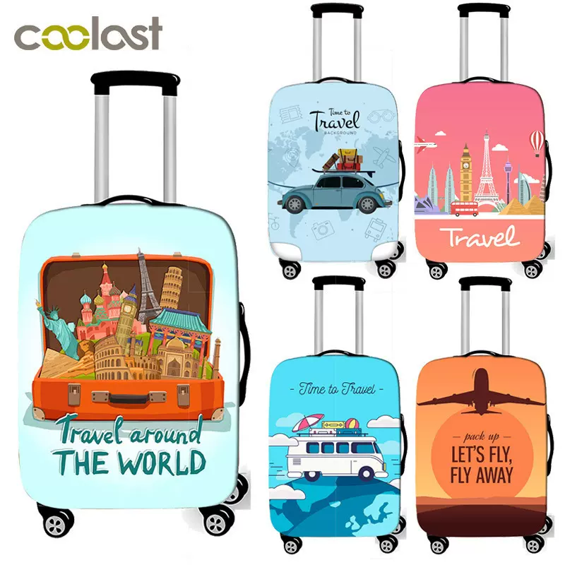 厂家直供新品旅行度假风印花行李箱套弹性加厚旅行箱拉杆箱保护罩