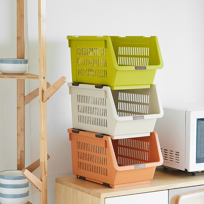 Japanese-imported Stackable Storage Baskets: Fruit & Vegetable Organizer, Kitchen & Bathroom Storage Rack, Storage Basket