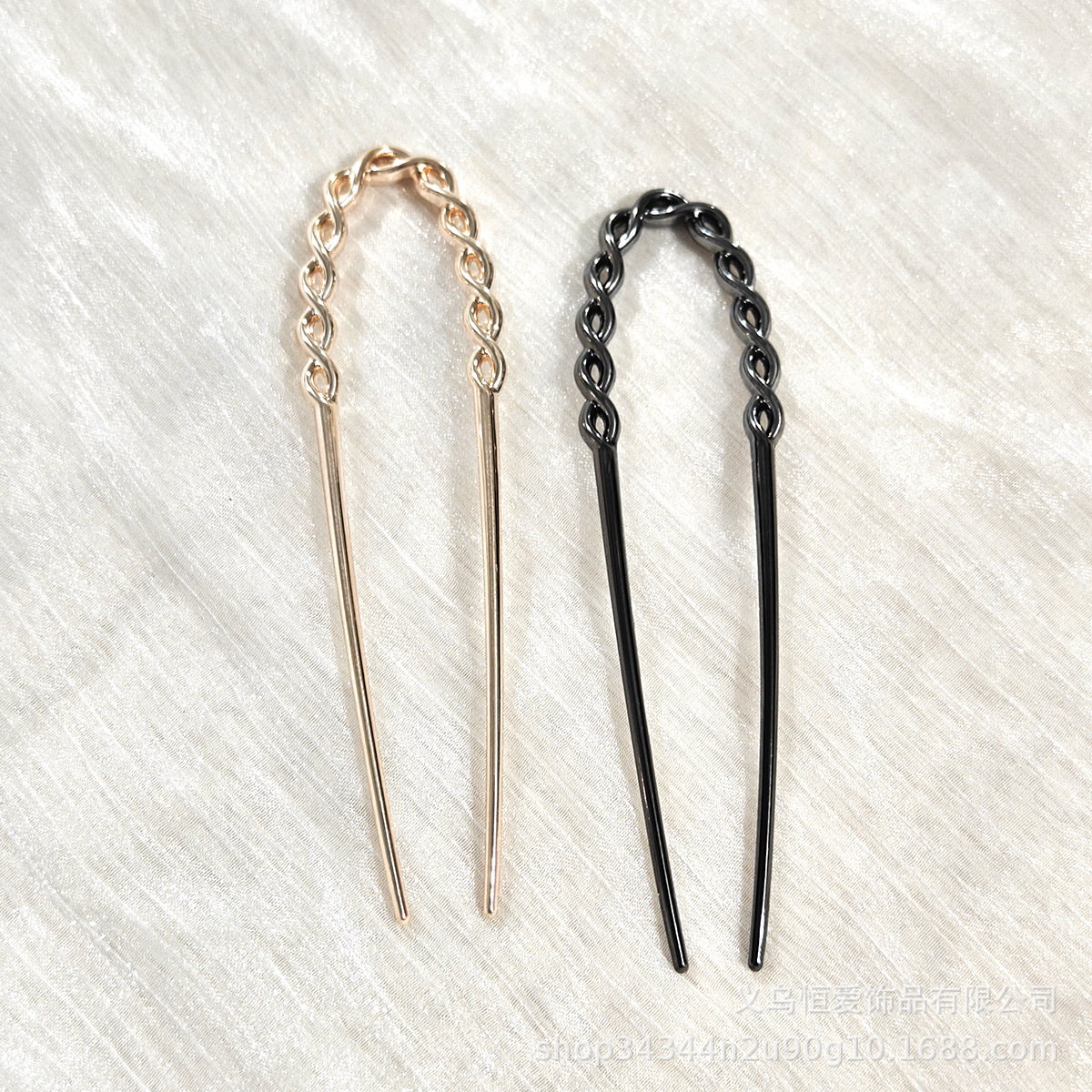 Europa y los Estados Unidos en forma de U pinzas de cabello transfronterizas oro plata aleación de pinzas de cabello horquilla de cabeza detrás de la moda bola pinzas de cabello