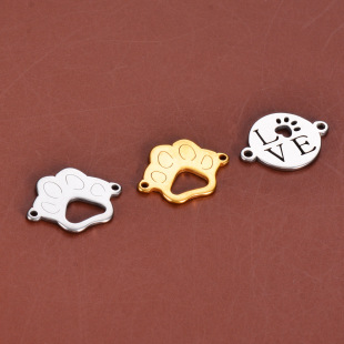 Stainless Steel Cross Border Hollow Dog Claw Cat Claw Letter LOVE Jewelry Accessories Connect DIY Bracelet Necklace Soothing