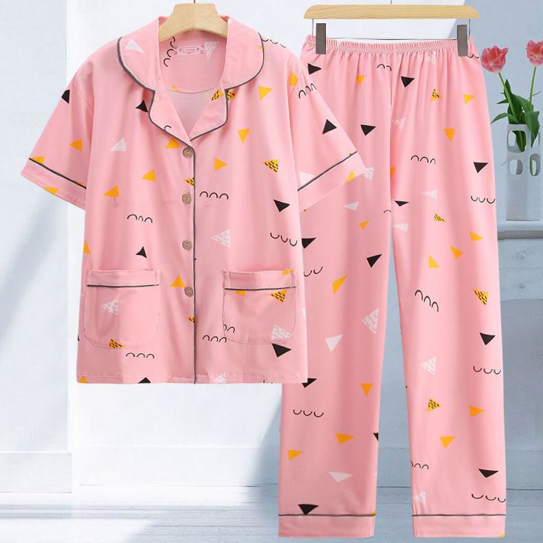 Pijamas de algodón para mujer de talla grande pantalones de manga corta de verano estilo coreano Delgado ropa de confinamiento suelta traje de dos piezas