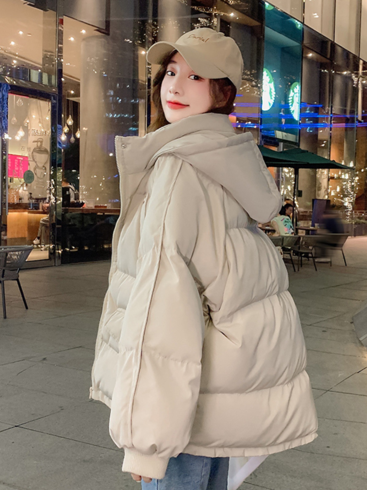 오버사이즈 브레드 패딩 숏 다운 코트 여성용 2025년 신상 트렌디 가을 겨울 두꺼운 패딩 자켓